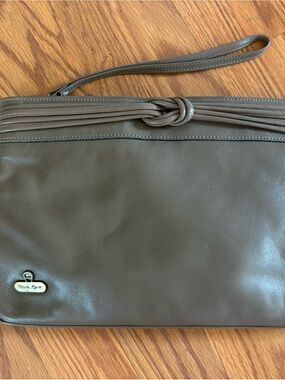 Vintage Etienne Aigner Brown Leather Wristlet Clutch